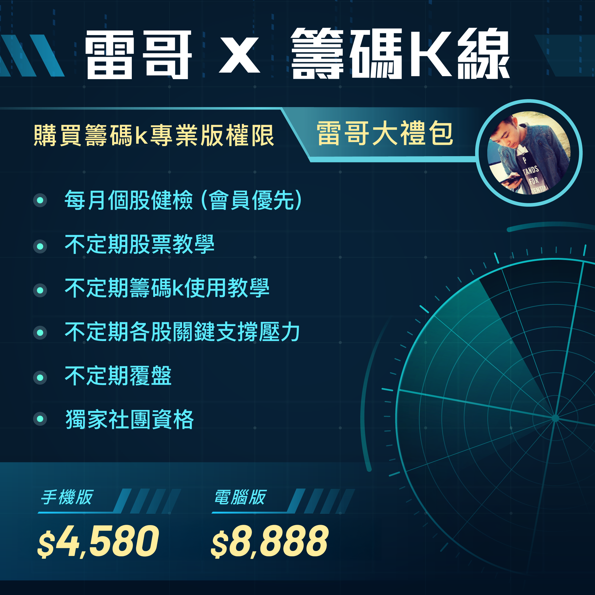 籌碼K線(年訂閱 X 雷哥) 額外送《雷哥獨家私密社團》
